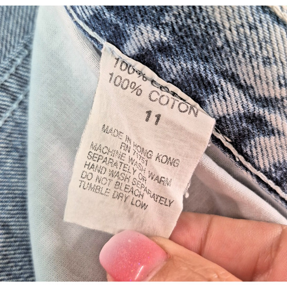 Vintage Style Acid Wash Mom Jeans High Waist Tapered Leg Distressed 80s 90s Sz11 - Picture 7 of 12